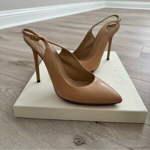Charlotte Olympia beige MONROE sling backs 39.5 calf leather NUDE made in Italy